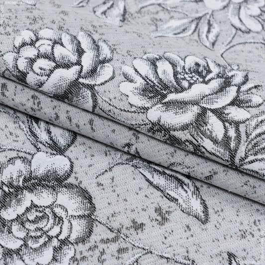 Ткани портьерные ткани - Декоративная ткань Адира цветы серые