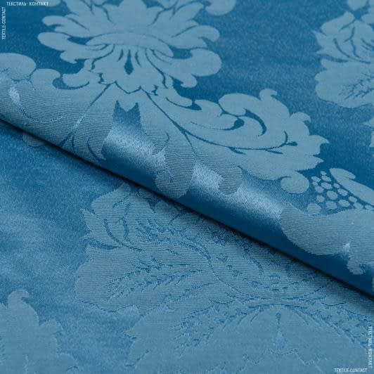 Тканини портьєрні тканини - Декоративна тканина Дамаско вензель синьо-блакитна