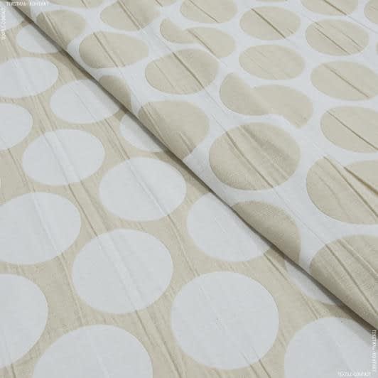 Тканини портьєрні тканини - Декоративна тканина Фіне горохи бежево-золоті
