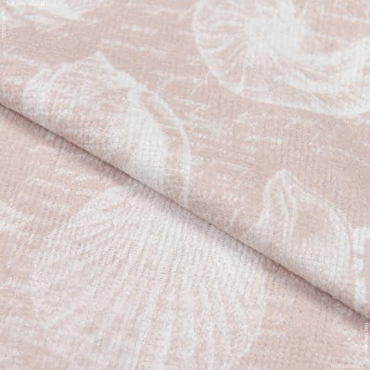 Ткани ненатуральные ткани - Микрофибра универсальная для уборки набивная ракушка бежевая