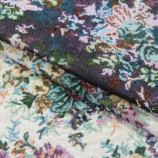 Ткани для декоративных подушек - Гобелен Салина букет роз, фон молочный