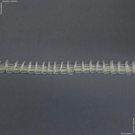 Ткани готовые изделия - Тесьма шторная Равномерная направленная складка прозрачная  КС-1:2 20мм±0.5мм/100м (аналог161106)