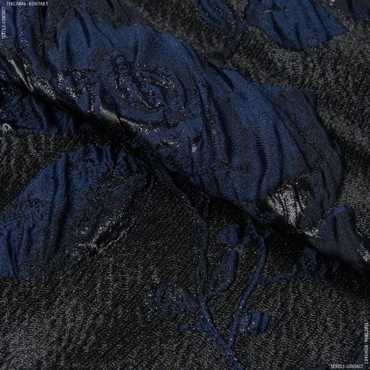 Ткани ненатуральные ткани - Костюмный трикотаж  фукро сине-черный