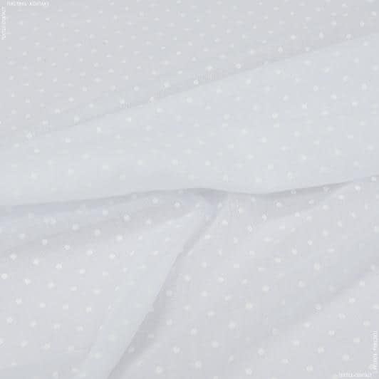 Тканини гардинні тканини - Тюль кісея Плуметі софт біла горошки білі з обважнювачем