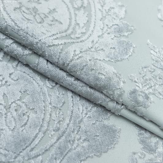 Ткани для декоративных подушек - Велюр жаккард Виченца цвет лазурь