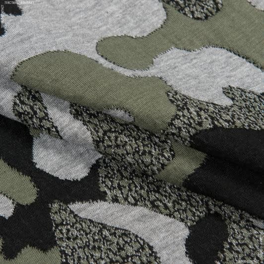 Тканини камуфляжна тканина - Трикотаж фукро камуфляж хакі, сірий, чорний