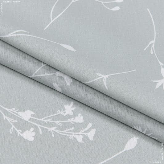 Тканини для постільної білизни - Бязь ТКЧ набивная волошки білі на сірому