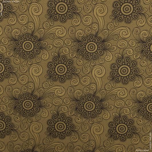 Тканини гобелен - Декор-гобелен Чізана квіти старе золото,коричневий