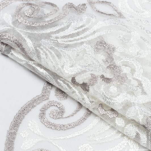 Тканини фурнітура для декора - Декоративне мереживо Вазарі колір молочно-сірий 22 см