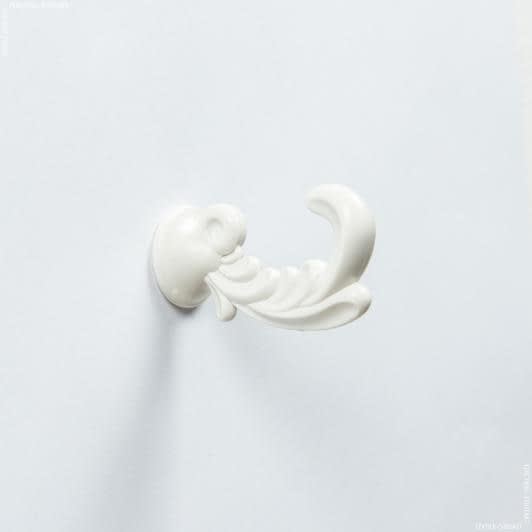 Тканини фурнітура для декора - Гачок пластиковий Гілочка колір біло-молочний 50 мм