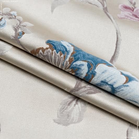 Ткани портьерные ткани - Декоративная ткань  палми цветы/palmi  фон ракушка,розовый/голубой
