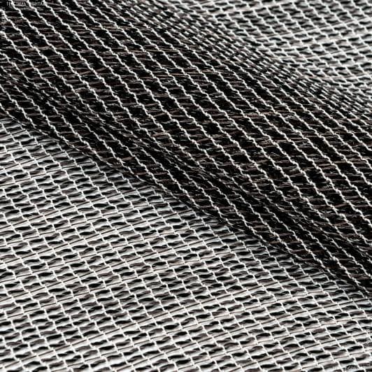 Ткани гардинные ткани - Тюль сетка Афра т.коричневая с утяжелителем