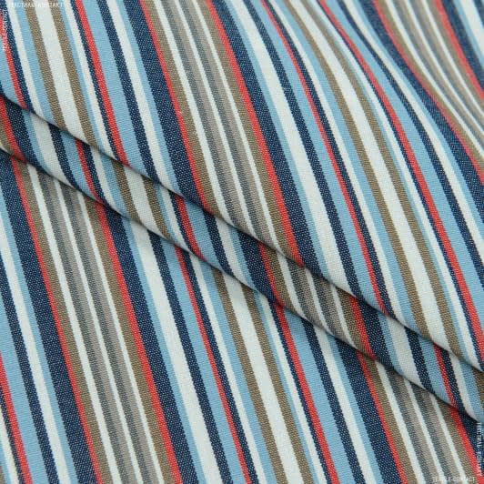 Тканини портьєрні тканини - Дралон смуга дрібна /JAVIER колір червоний, синій, бежевий