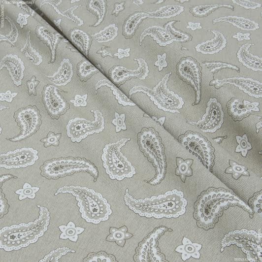 Тканини портьєрні тканини - Декор східний огірок,бєж,молочний,фон бєж