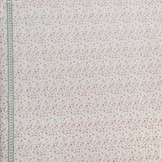 Ткани для штор - Экокоттон арина фон белый, цветочки коралл