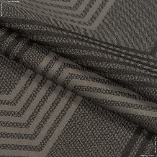 Ткани для чехлов на стулья - Декоративная ткань рогожка  Зели /ZELI зиг-заг коричневый