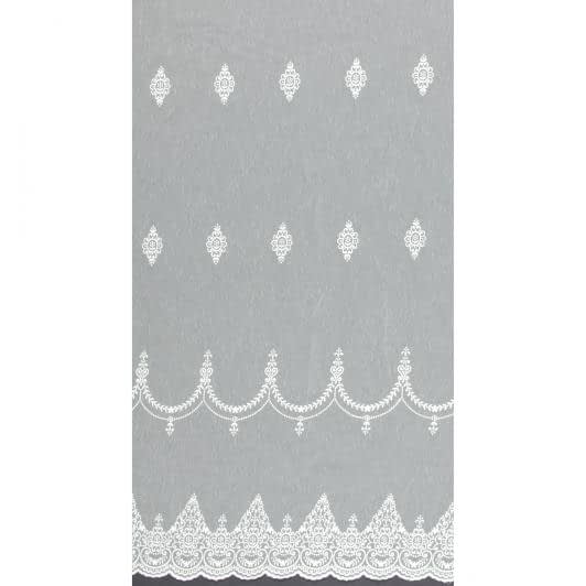 Тканини сітка - Тюль мікросітка вишивка Маделін колір молочний  з фестоном