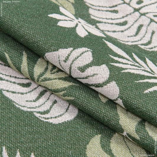 Ткани для декоративных подушек - Супергобелен Листья монстеры зеленые