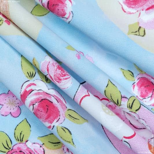 Ткани для штор - Декоративная ткань Сатсуко голубой, розовый, фисташка