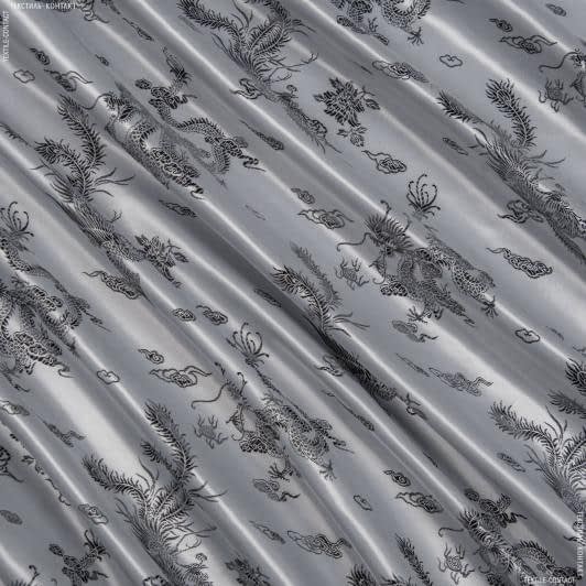 Тканини підкладкова тканина - Підкладка жакардова сіро-чорний