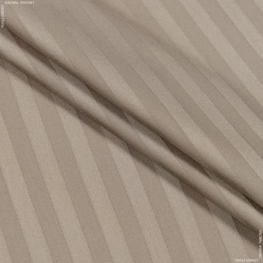Тканини для постільної білизни - Сатин капучино смуга 1 см