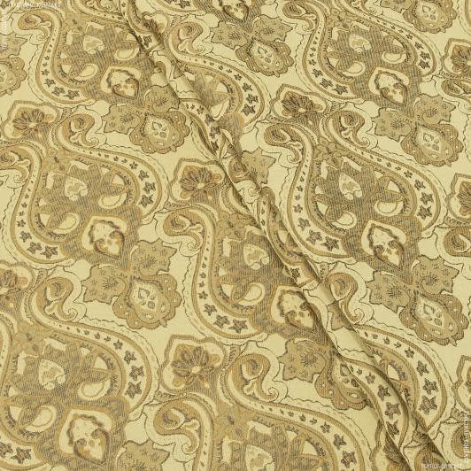 Ткани для римских штор - Декоративная ткань Армавир вензель цвет золото, коричнево-золотой