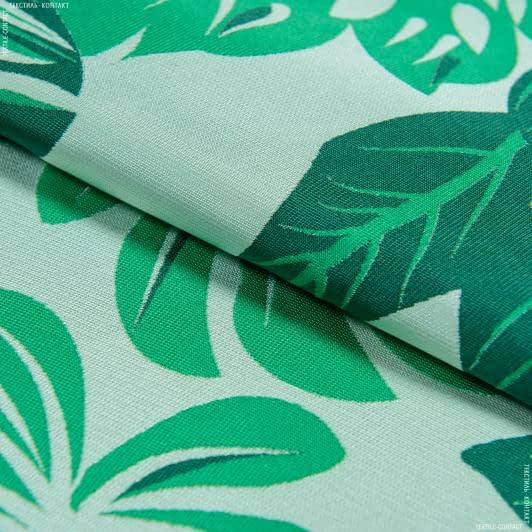Тканини для костюмів - Костюмний жакард зелене листя на салатовому