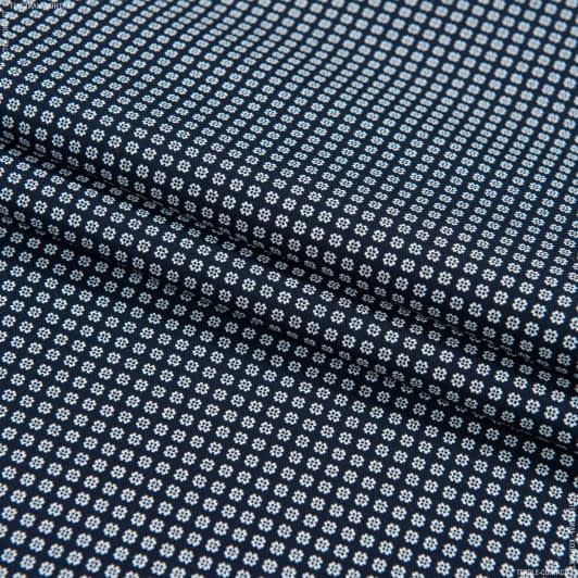 Тканини для блузок - Сорочкова принт білі кубики на синьому