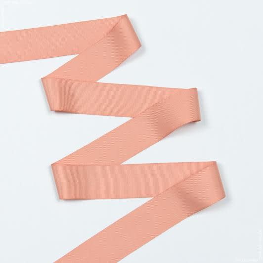 Ткани тесьма - Репсовая лента Грогрен  оранжево-розовая 40 мм