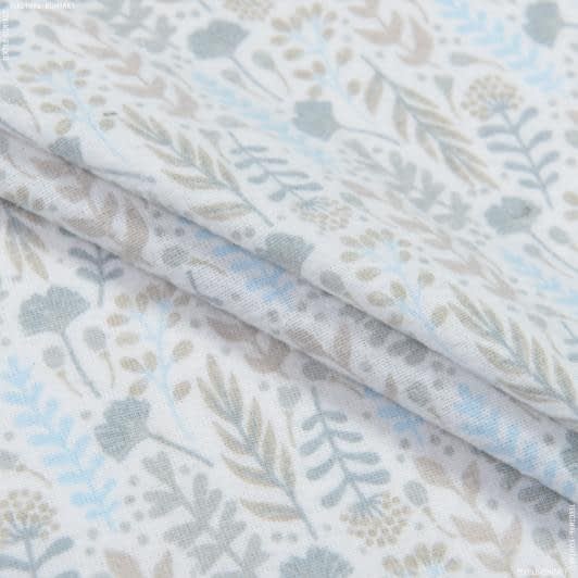 Ткани для сорочек и пижам - Фланель ТКЧ халатная цветение трав голубой