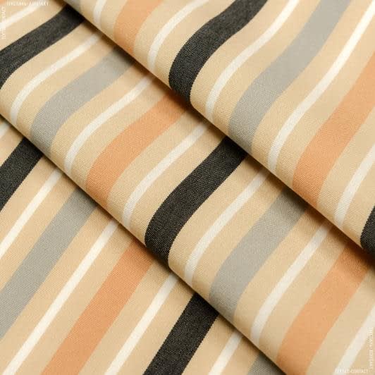 Тканини портьєрні тканини - Дралон смуга /DUERO колір сірий, бежевий, чорний