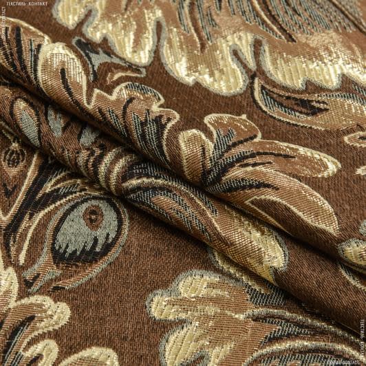Ткани для декоративных подушек - Гобелен Лувр вензель  коричневый