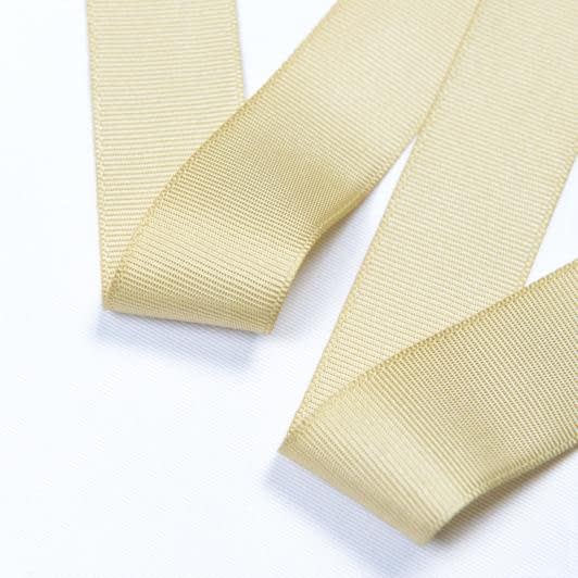 Тканини фурнітура для декоративних виробів - Репсова стрічка Грогрен жовто-оливкова 30 мм