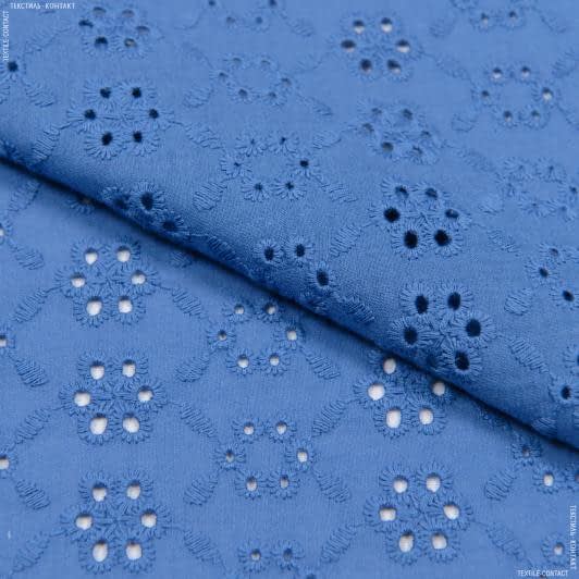 Тканини для блузок - Батист рішельє синій