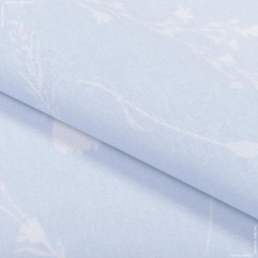 Ткани хлопок - Бязь ТКЧ набивная васильки белые на серо-голубом фоне