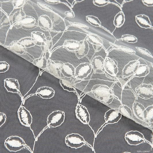 Ткани для декора - Тюль вышивка Наоми крем с блеском