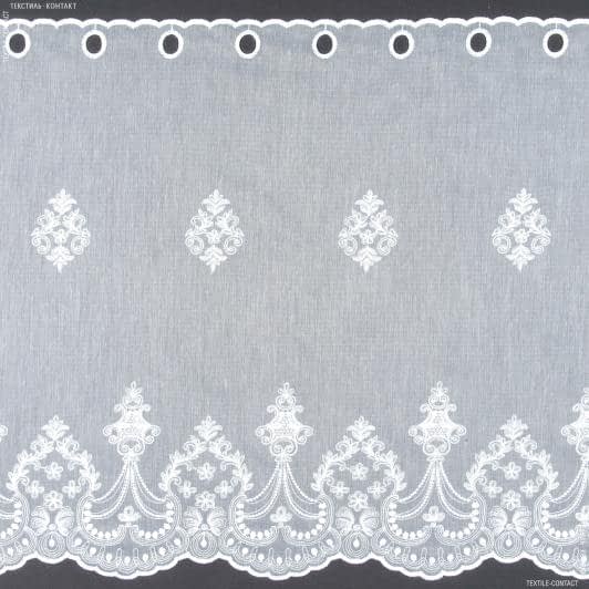 Ткани для тюли - Тюль фиранка с вышивкой Эмма белая 60 см