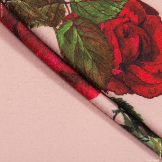 Тканини для суконь - Трикотаж джерсі купон троянди рожевий/фрезовий