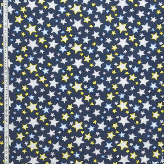 Тканини для дитячого одягу - Екокотон зірочки кольорові, тон т.синій