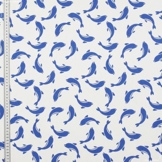 Ткани для детской одежды - Экокоттон дельфины фон молочный