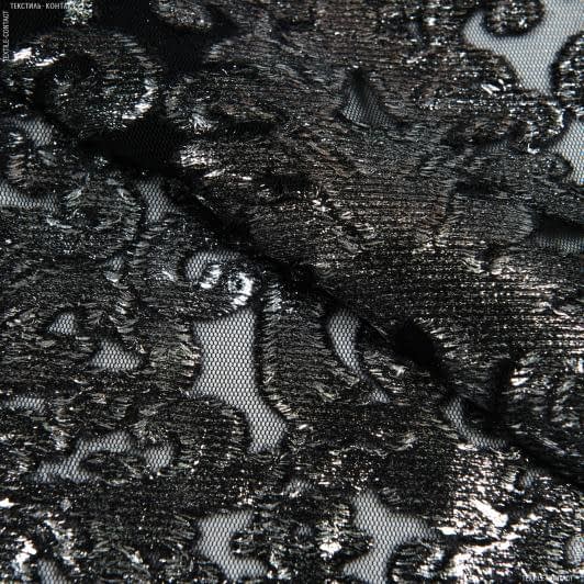 Ткани для блузок - Сетка вензель черная