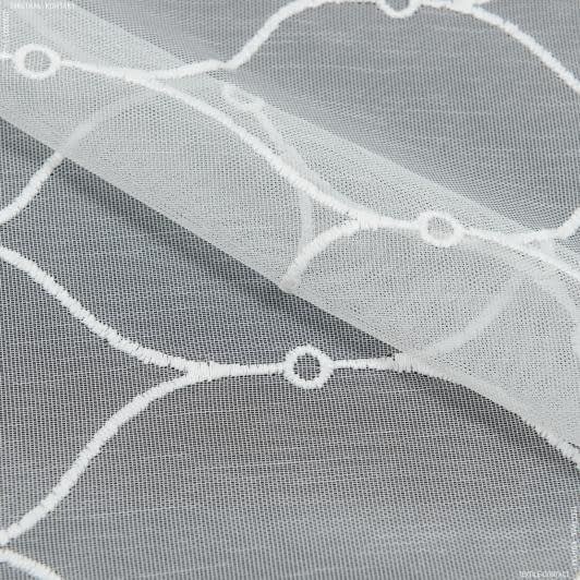 Тканини сітка - Тюль мікросітка вишивка Мабель колір молочний з фестоном