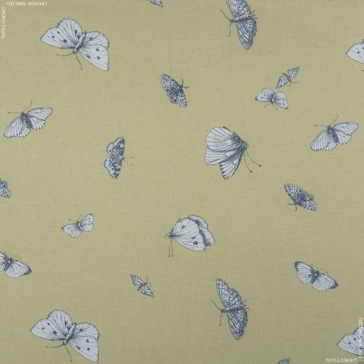 Ткани распродажа - Декоративная ткань Пиеро бабочки цвет гороховый