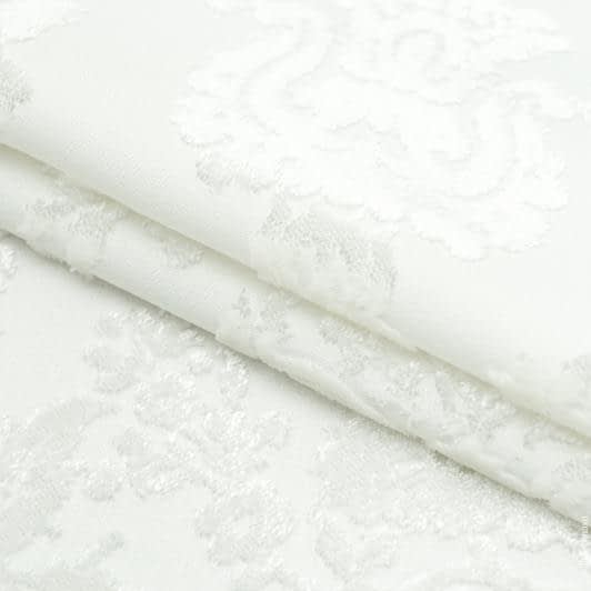 Ткани портьерные ткани - Велюр жаккард Виченца  молочный