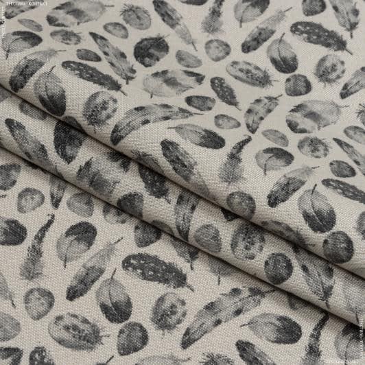 Тканини портьєрні тканини - Декоративна тканина Сора/SORA пір'я т.сірий