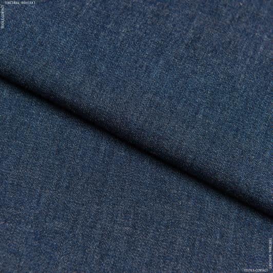 Ткани коттон, джинс - Джинс стираный синий