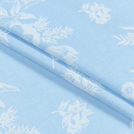 Ткани для подушек - Тик наперниковый набивной цветы голубой