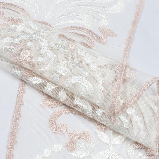 Тканини фурнітура для декора - Декоративне мереживо Верона колір молочно-рожевий 170см