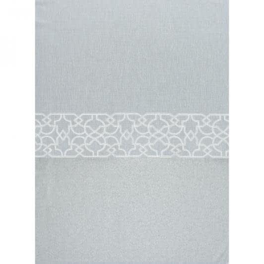 Ткани гардинные ткани - Тюль сетка вышивка Руна серая, белая