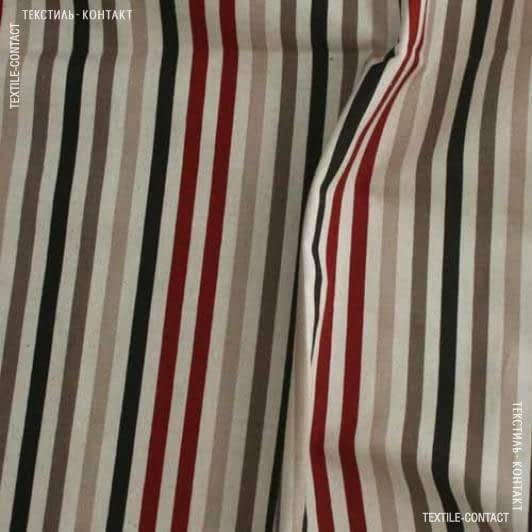 Ткани для штор - Декоративная ткань Жаклин полоса узкая красный, коричневый